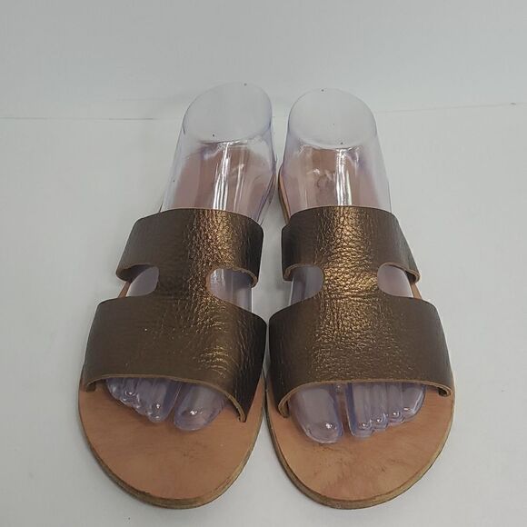 Ancient Greek Sandals Apteros Metallic Bronze Flat Sandals Women's Size 42 - Picture 2 of 10